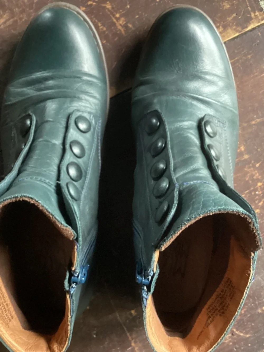 MIZ MOOZ 9.5 ANKLE BOOTS GREEN EDWARDIAN VICTORIAN STYLE LEATHER - Picture 5 of 11